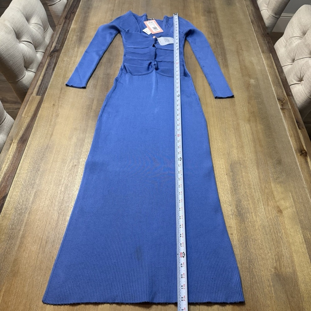 Cult Gaia Melissa Long Sleeve Knit Midi Dress Size‎ Large Ribbed Stretch - Picture 5 of 13
